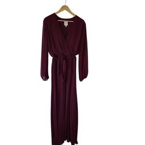 DB Studio Women's Long Sleeve Chiffon Formal Maxi Dress 16 Wine Mother of Bride